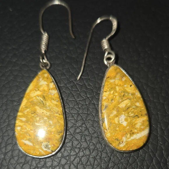 Purple and Gold Fleur-de-Lis Earrings Plus Gold Stone Danglers - Picture 2 of 3